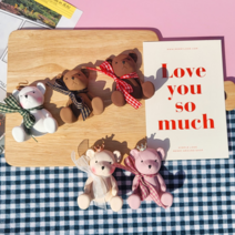 더리하 1+1 리본 가죽 곰 석고방향제 차량용방향제 고급포장 답례품, 화이트, 1.블랙체리