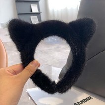 진주집게핀 리본핀 롱헤어 단발머리 신제품 페이스 워시 머리띠 리얼 밍크 고양이 귀 머리핀 그물 연예인 여성 앵커 머리띠 귀여운 플러시 머리 장식 메이크업 머리핀 2023