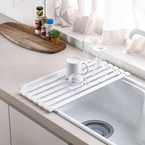 케이리빙 싱크대 씽크롤 주방 보조 선반 건조 매트, 화이트