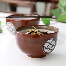 오반자이 갈색유약 일본 덮밥그릇, 1개