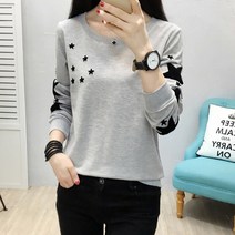 MY 여성 봄가을 티셔츠 긴팔 라운드티 루즈핏 76