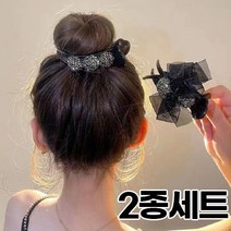 미다미 [2P세트] 키나 큐빅리본 버티컬 집게핀(블랙)