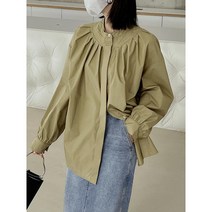 GRACETINAHOO 차이나카라 셔츠 블라우스 라운드 셔링셔츠 블라우스