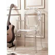 북유럽 투명 엔틱 의자 아크릴 고스트 암체어 크리스탈 화장대의자, 24 팔걸이가 없는 유백색_ 심플디자인