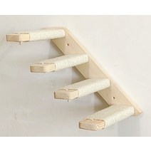 고양이 벽타기 놀이터 원목 벽걸이 하우스 고양이 계단 사다리 DIY 원목 벽걸이 캣타워 벽선반 해먹, 4단 커버형 오른쪽 섹션 40x22cm