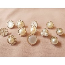 의류 부자재 블라우스 꽃잎 진주 단추 보석 눈알 미니 수선 셔츠 옷만들기 장식 13mm 10mm 12mm, 세잎클로버