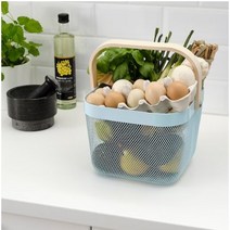 이케아 손잡이 철망 철제 바스켓 장남감정리 식자재 과일보관 다용도 바구니, 화이트 바구니