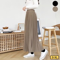 여성 롱 치마 주름 밴딩 롱 플리츠 스커트 치마 키작녀 키큰녀 빅사이즈까지