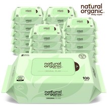네츄럴오가닉 아기물티슈 오리지널 플레인 리필형100매[20팩], 오리지널플레인 리필형100매20팩