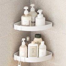 쓰리오브어스 무타공 욕실선반 화이트 인테리어 주방 정리대, 2개입, 코너형 선반