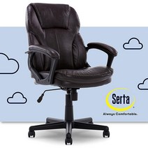 Serta Manager Office 인체 공학적 컴퓨터 의자 레이어드 바디 베개 윤곽 요추 영역 인조 가죽 로스트 체스트넛 브라운 400527, Roasted Chestnut_Big & Tall