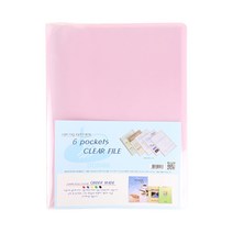 플러스샵 6매 클리어화일 A4 3색상 PP 고투명 1묶음 10개입, 6매 분홍 5묶음 50개입