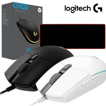 로지텍G G102 게이밍마우스 (로지텍코리아 정품박스 장패드포함 병행X 2년AS) 유선 마우스, 화이트, 로지텍G G102 정품박스+장패드