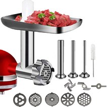 가정용 고기 분쇄기 고기가는 기계 Kitchenaid 스탠드 믹서 용 금속 식품 분쇄기 부착 고기 분쇄기 액세서리에는 소시지 스터퍼 튜브가 포함됩니다., 1개