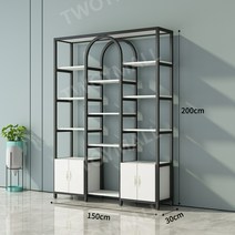 매장 진열장 명품 매대 화장품 가게 쇼케이스 진열대 헤어샾 네일아트 아치형, 21.수납장포함150x30x200 블랙+화이트