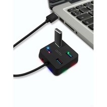 엑토 RGB USB 3.0 4포트 허브 HUB-38 외장하드지원 RGB 발광 DC 5V 추가전원 포트, 엑토 USB허브 HUB-38