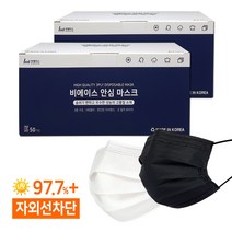 국산 비에이스 일회용 덴탈마스크 대형, 50매, 2개, 블랙