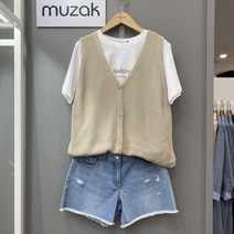 [무자크] 브이넥 그물 여름 니트 조끼 L6KV02