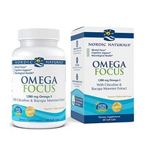 nordic naturals 오메가 포커스 레몬 - 60 소프트 젤 - 1280 mg 오메가-3 + 시티콜린 앰프 바코파 몬니에리 추출물 - 집중력 주의력 기억력 뇌 건강 -, 한 사이즈, 단색