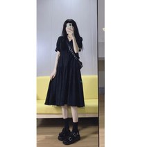 브이넥 블랙 원피스