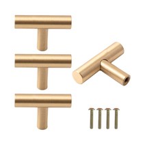 가구손잡이 서랍 붙박이장 싱크대 황동 스텐 1구 손잡이, 황동 T원형 골드 - 소(4개)
