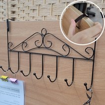 7구 문옷걸이 가방 모자 도어행거 블랙, 1개