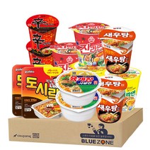 블루존 소컵라면 6종 12개입 세트(신라면2 + 육개장사발면2 + 농심새우탕컵2 + 도시락2 + 진매2 + 참깨2), 1세트