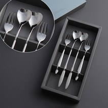 인스푼 엔젤하트 4P 롱티스푼 콤비 이니셜답례품 돌잔치답례품, 인쇄함,빨강도트, 롱티스푼2+짧은포크2
