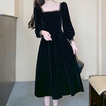 여성용 아를로 스퀘어넥 벨벳 원피스