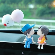 차량용 점프스타터 에어펌프 보조배터리 귀여운 만화 커플 액션 피규어 인형 풍선 장식 자동차 인테리어 대시 보드 소녀용 선물 드롭 액세서리, 02 Pink Balloon