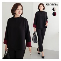 김여사 리엘라 배색라인 블라우스 엄마옷/마담옷/중년여성/40대/50대