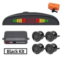 주차센서 후방감지기 차량검지기 자동차 LED 주차 센서 키트 4 22mm 역방향 레이더 사운드 경고 표시기 시, 01 Black