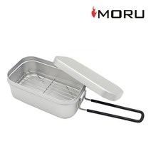 버너 미니멀캠핑 미니멀캠핑용품 초경량, 모루 손잡이 접이식 사각 반합 코펠 S + 찜망 세트, 모루 손잡이 접이식 사각 반합 코펠 S + 찜망 세트
