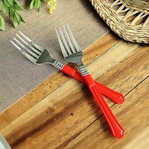 [바보사랑]홈파티 플레이팅 포크 (10개입) 레드-파티해, 색상:핑크, 단품