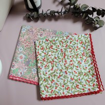 2장세트 넥스트홈 국내산 면레이스 빅손수건 미니스카프