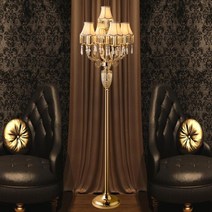 크리스탈 샹들리제 조명 플로어 스탠드 5구 장스탠드 샹들리에, 5구 플로어 스탠드