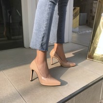 수제공정 가보시 스틸레토 하이힐 10cm 쿠션 펌프스
