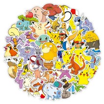 피카츄 다꾸 스티커 포켓몬 파이리 띠부띠부 도무송 노트북 탑꾸 다이어리 꾸미기 리무버블 캐리어 아이패드 다꾸세트 탑로더, B 포켓몬 50장
