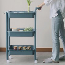 파스텔 모노톤 핸드 무빙카트 3단 4단 주방카트 미용실카트 수납 선반 무빙카트 트롤리 다용도 웨건, 모노톤 카트 3단핑크