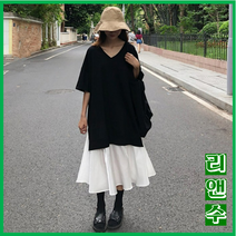 리앤수 블랙 앤 화이트 롱원피스