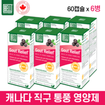 벨라이프 가우트 릴리프 60베지캡슐 6병 통풍 영양제 요산 배출 고농축 블랙체리 바나바잎 추출물 마그네슘 등 함유 캐나다 정품 직구 BELL LIFESTYLE GOUT RELIEF