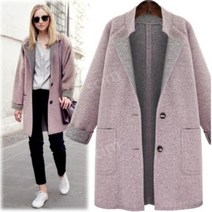 22 FW 가을 겨울 여성 아우터 싱글 버튼 스티치 포인트 포켓 핑크 미디움 코트 모직