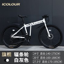 24인치 26인치 자전거 산악용 학생 MTB 출퇴근 오프로드 입문용 여성 바구니 통학, 24속, [기함판]조사조륜-화이트그레이