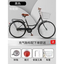 24인치자전거 성인 클래식 피크닉 여성용, 24인치, 블랙