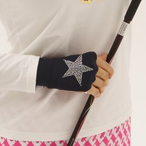 수이골프 UV+ 손등장갑 골프 스포츠 워킹 조깅 산책 운전 토시 가리개 남성 여성 손등토시, 큐빅 별 블랙/M