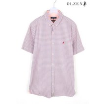 빈티지/ 올젠 반팔 남방/남성L/셔츠/체크/브랜드/4896z1