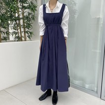 뷔스티에 스웨이드 벨트 플레어 롱 원피스