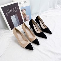 콤비 배색 스웨이드 스틸레토 힐