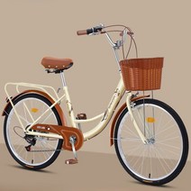 여성용 바구니 자전거 2인용 여성 경량 아줌마 클래식 26인치, 7단, 24인치, 비앙키