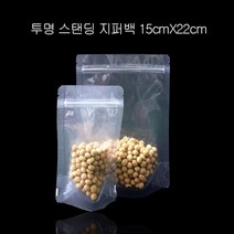 pdg# PET 투명 스탠딩 지퍼백 지퍼팩 봉투 15X22cm 200매 한약 파우치 음료 비닐, 1개